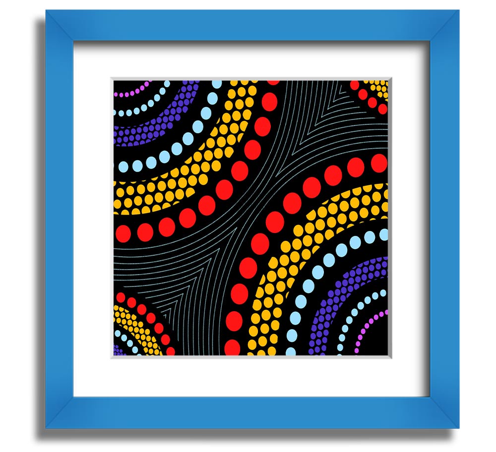 Aboriginal Pattern 11 Square Framed Print showcasing intricate designs in a stylish frame.